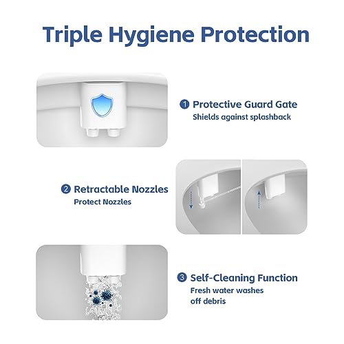 WATERLACE White Ultra-Slim Bidet Attachment for Toilet - Dual Nozzle, Self-Cleaning, Adjustable Cold Water, Easy Install