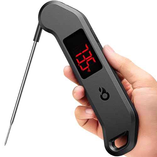 Professional Digital Meat Thermometer, 1 Sec Instant Read, ¡¾0.5¢µ Accuracy NIST&NSF Certified Food Thermometer, Auto-Rotate Bright LED Screen, 100% Waterproof Cooking Thermometer for Grill BBQ, Black