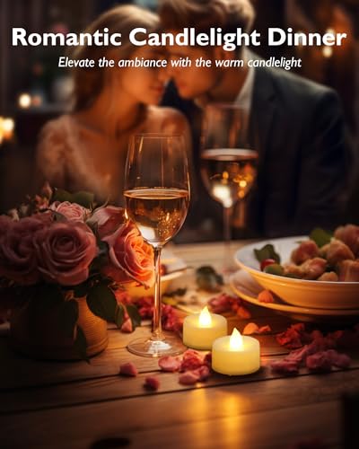 Warm White Glow Homemory 12-Pack Remote Flameless LED Tea Light Candles, 400+ Hours
