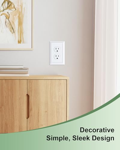 6-Pack Natural Bamboo Duplex Outlet Cover Plate White - Durable Wall Plates