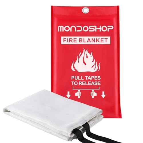 Mondoshop Emergency Fire Blankets for Home Kitchen Emergency Fire Blankets for Camping, Picnic, Fireplace, School, Grill, Car, Office, Warehouse