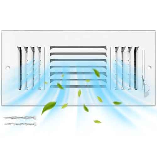 4 Pcs 12x4 Inch Ceiling Vent Register for Home, White 3 Way Sidewall Solid Steel Wall Air Vent Registers AC Ceiling Vent Return Covers, Interior Size 12 x 4 Inch