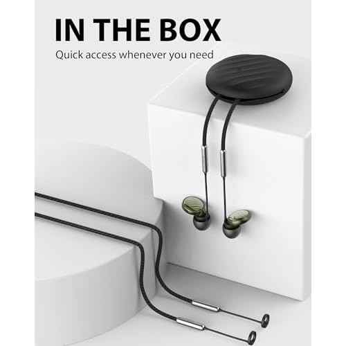 Earplug Lanyard with Magnetic Safety Cord ? 2 Pack Silicone Anti-Loss Strap with Case | Tug-Resistant, Quick Access, Easy to Install | Compatible with Earplugs, Earbuds, Earphones, Black