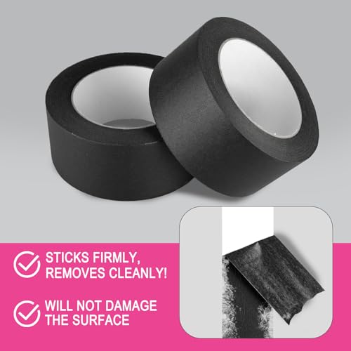 GEYYANG Black Painters Tape, 1 Inch x 55 Yards x 2 Rolls, Black Masking Tape for Painting, DIY Crafts, Home & Auto | No Residue, Multi-Surface Adhesion