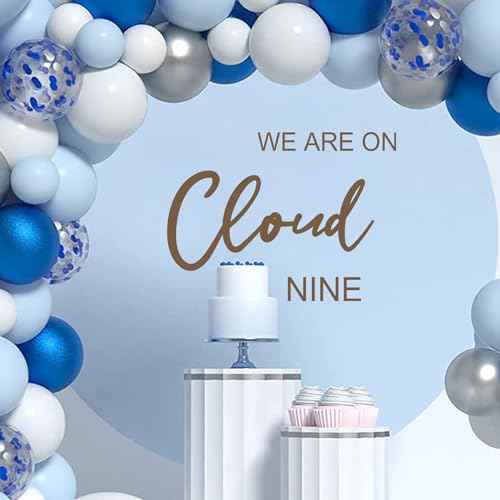 We are On Cloud Nine Decal, We are On Cloud Welcome to Baby Shower Sign, Baby Shower Decor,Gender Reveal Party Stickers, Engagement Photo Booth Backdrop.