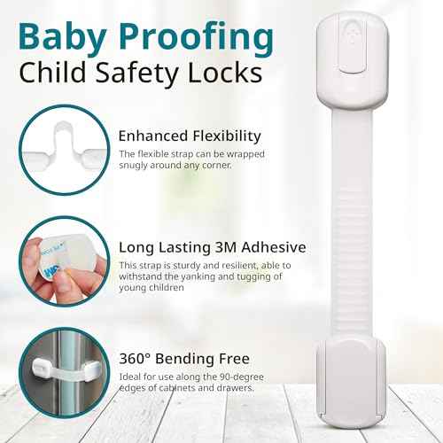 Original Cabinet Locks Baby Proofing (6 Pack Black) - Child Locks for Cabinets and Drawers - Door Locks for Kids Safety and Fridge Lock for Child Proofing