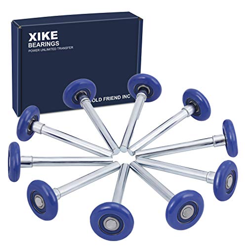 XiKe Blue 2-inch Garage Door Rollers 10 Pack with 4-inch Stem & 6200-2RS Bearings