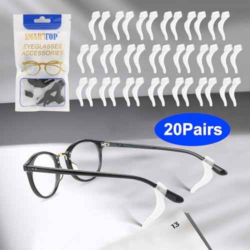 Eyeglass Ear Grips - 20 Pairs Anti-slip Holder, Silicone Ear Hook, Glasses Ear Grip Sleeve Retainer for Sports, Sunglasses, Reading Glasses