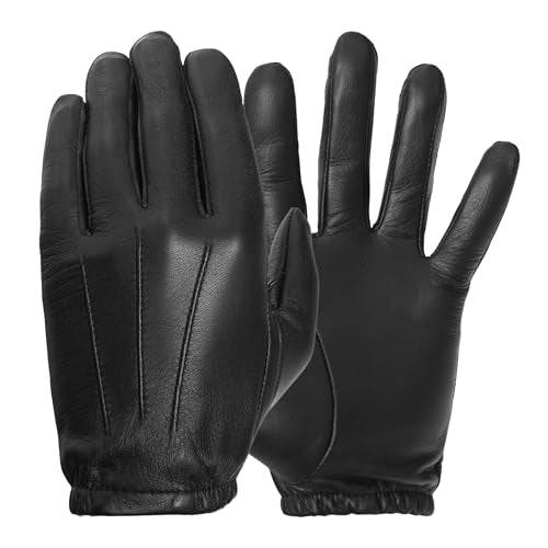 Guardia Men¡¯s Leather Police Gloves for Law Enforcement Officers, Shooting, and Driving (Black) Sheepskin