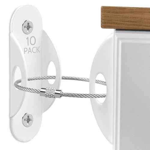 Guirnd 10 Pack Furniture Anchors, Anti Tip Furniture Anchors for Baby Proofing, Metal Earthquake Straps Furniture Straps Wall Anchor for Dresser and Bookcase (White)