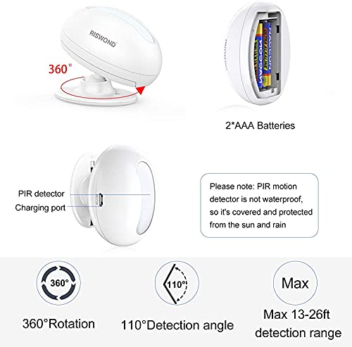 Wireless Motion Sensor Door Chime with Receiver & Sensor - Indoor Alarm & Entry Alert