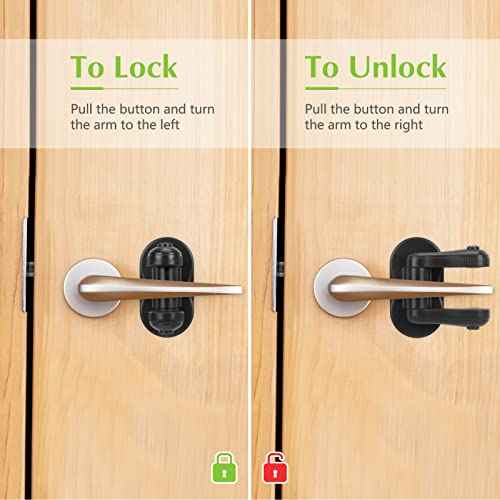 Child Proof Door Lever Lock, 2 Pack Door Locks for Kids Safety, Door Knob Child Proof, Baby Proofing, 3M Adhesive, Door Handle Child Proof, Baby Safety Locks for Toddlers (Black)