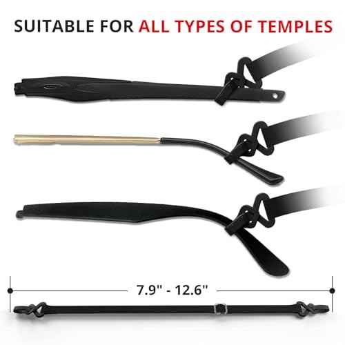 X-Protector Eye Glasses Strap - 4 PCS, Black - Sunglasses Strap with Universal Glasses Holder - Adjustable Eyeglasses Straps