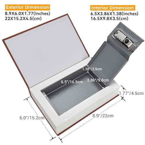 Ohuhu Combination Book Lock Box Money Safe for Cash, Secret Hidden Storage Faux Dictionary Book Box Disguised Safe for Home Office (Bible - Real Paper)