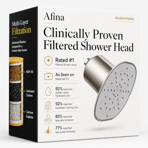 Afina Filtered Rain Shower Head with High Pressure Brushed Nickel Pack of 1