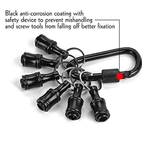LUEXBOX 1/4 Inch Bit Holder Keychain, Hex Screwdriver Bits Holder Extension Bar, Quick Change Screw Bit Holder for Most Electric, Hand-held Screwdrivers and Drill Bits (A: Black 6pack)
