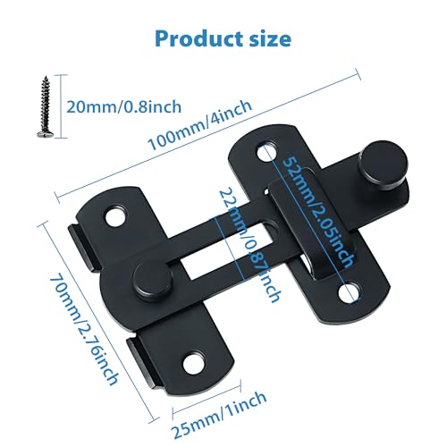 Alise 4 Inch SUS304 Matte Black Gate Latch for Wooden Fence & Barn Door