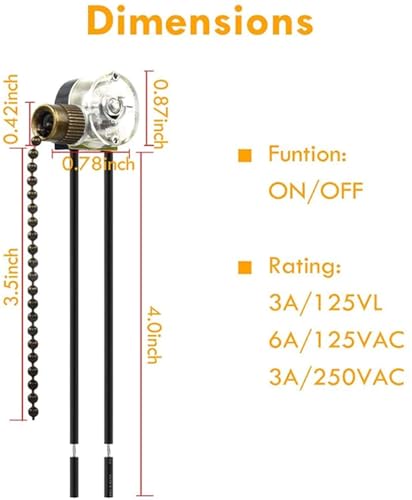 Zing Ear ZE-109 Ceiling Fan Light Switch with Pull Chain