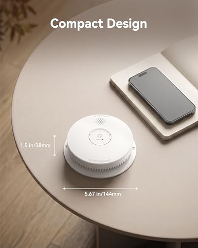 SITERWELL Hardwired Photoelectric Smoke Detector with 9V Backup Battery, Interconnected Fire Alarm for Home Safety