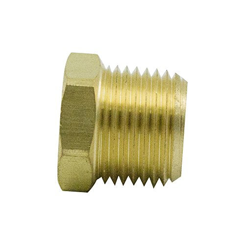 Legines Brass Pipe Fitting Hex Bushing 1/2" NPT Male to 3/8" NPT Female Adapter - Pack of 2