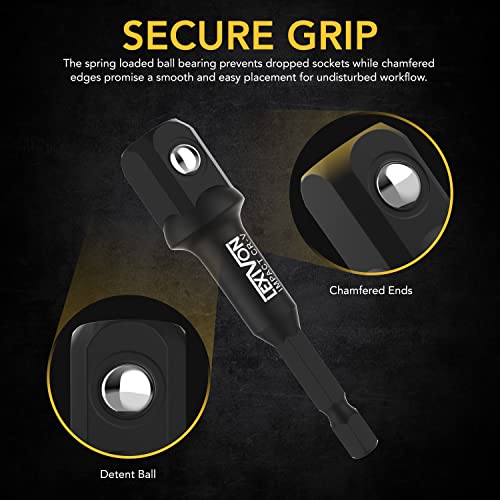 LEXIVON Impact Grade Socket Adapter Set, 3" Extension Bit With Holder