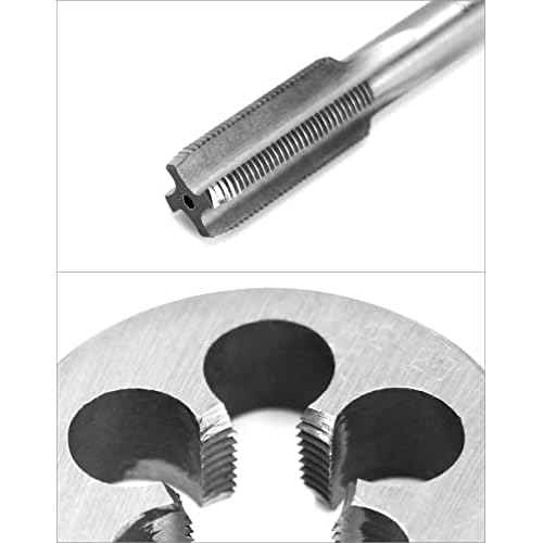 QWORK 1/2" - 28 Tap and Die Set, with Round Die 22LR 223 5.56 9mm, High Speed Steel Right Hand Thread Tap Tool
