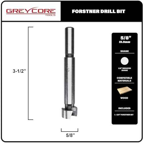 Greycore Tools 5/8 Inch x 3-1/2 Inch Forstner Drill Bit, High Speed Steel for Woodworking - Hardwood, Softwood and Plywood (5/8¡± Forstner)