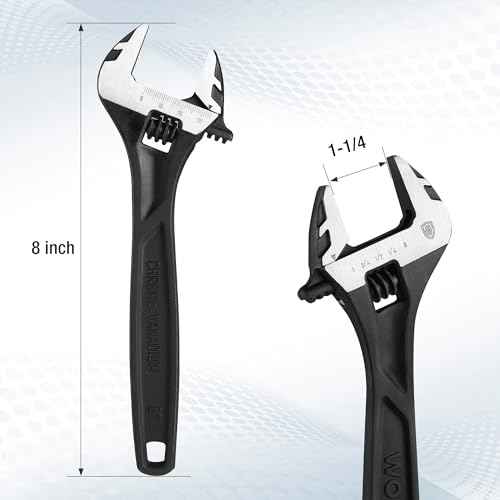 WORKPRO 8" Adjustable Wrench, Black Oxide Wrench 8 Inch with Inch/Metric Scale, Premium Cr-V Steel
