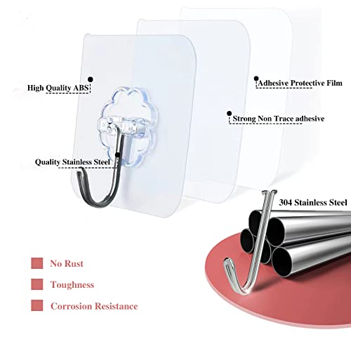 DDMY Transparent Adhesive Wall Hooks 50lb Max, Heavy Duty, 10 Pack