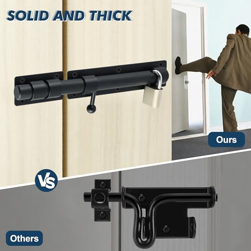 Alise 10 Inch Heavy Duty Black Barrel Bolt Latch - Single