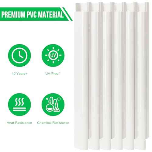 3" W 22.5Ft L Mini Split AC Line Cover Kit Decorative PVC Tubing Pipe Cover Set for Center Air Conditioner&Heat Pumps Systems (3" W 22.5ft L/White)