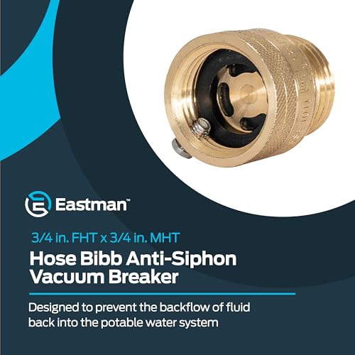 Eastman Brass Anti-Siphon Vacuum Breaker for Garden Hose Fittings - 3/4 Inch FHT x MHT, Model 20199