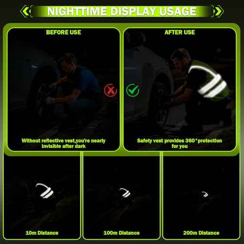 HCFGS Reflective Safety Vest for Women Men,High Visibility Security Vest with Pockets and Zipper Front Construction Work Vest,Meets ANSI Standards