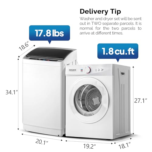 ROVSUN 1.8 Cu Ft Portable Washer & 17.8LBS Dryer Combo Set for Apartments