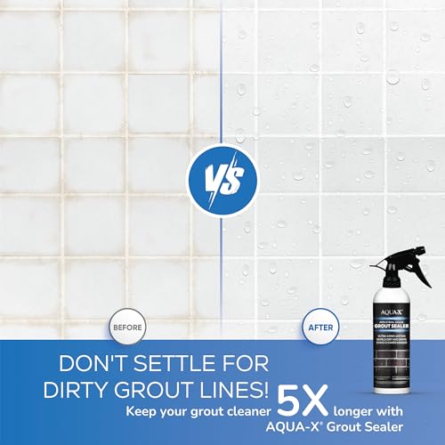 AQUA-X 16 Oz. Grout Sealer - Clear Indoor & Outdoor Tile & Grout Protective Coating, Professional Grade, Fast Dry, Long Lasting, Pack of 1