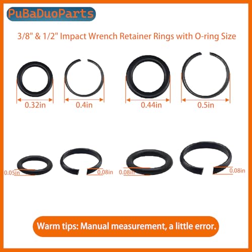(10+10 Sets) 1/2" & 3/8" Impact Wrench Retainer Ring Kits with O-Rings Compatible with Milwaukee Electric Wrench Pneumatic