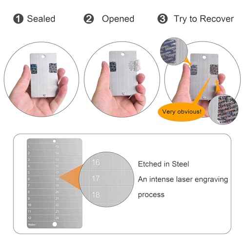 Steel Crypto Seed Phrase Storage, Metal Seed Bitcoin Phrase Plate for Hardware Cold Backup, 2 Plates and Security Seals