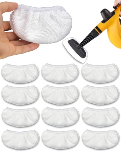 RuannoClean 12 Pack Steam Cleaner Pads - Universal Microfiber Replacement for Handheld Steam Cleaners (White)