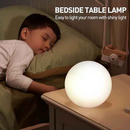 7.8 Inch Ball Table Lamp with Glass Shade Stylish Ball Light Lamp for Bedroom Living Room and Bookshelf Modern Design Perfect for Home Decor, Without Bulb