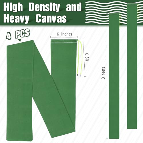 Threan 4 Pack 3ft Flood Barrier Sandbags for Flood Prevention - Green, Heavy Duty Canvas
