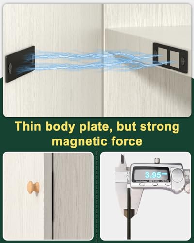 Jiayi 30Lb Magnetic Door Catch Set Black, Heavy Duty Cabinet & Drawer Latches, 2 Pack