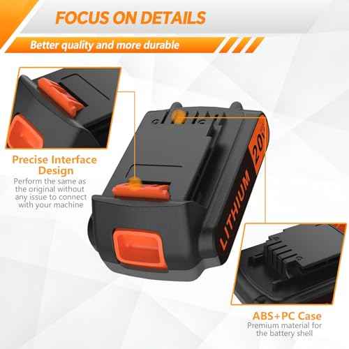 20 Volt MAX 2.0AH Lithium-Ion Battery Replacement for Black+Decker 20V Battery£¬Compatible with All Power 20V Black and Decker Power+ Tools