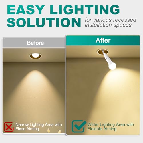 DiCUNO 2-Pack E26 Light Socket Extender 6.1-Inch Flexible Recessed Light Adapter