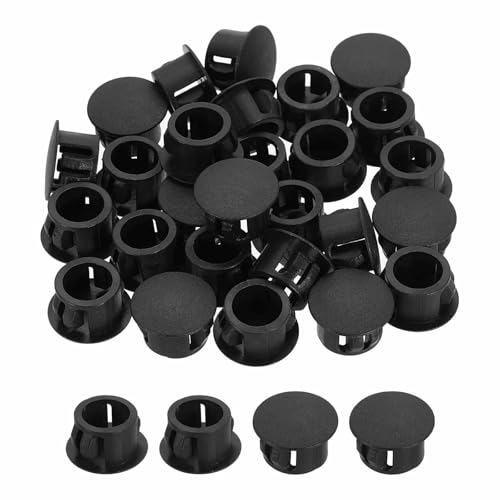 HARFINGTON Black Hole Plugs 100pcs 1/2" Plastic Round Hole Cover - Black