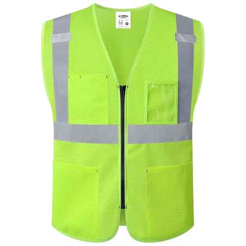 JKSafety Safety Vest for Men Women Hi Vis Construction Vest with Pockets Class 2 High Visibility Meet ANSI Standard
