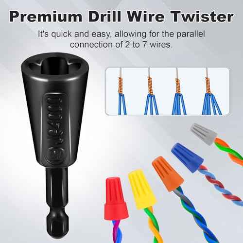 4 Pcs Multifunctional Wire Twister Tool for Drill, Lightweight Wire Nut Twister Compatible with 8 to 24 Awg and 2 to 7 Ways Effortlessly, Wire Nut Twister for Drill for Electrical Power Drill