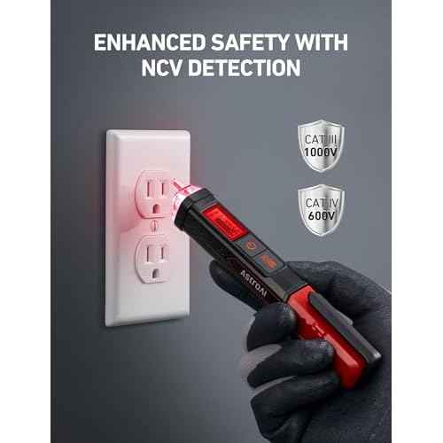 AstroAI VTS1000H Voltage Tester with Screwdriver, Non-Contact Electrical Tester, Dual Range AC 12V/70V-1000V, Live Wire Test, Wire Breakpoint Finder, Audible Alarm, LCD Percentage Display, Red