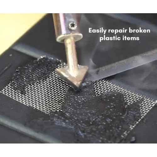 Massca Plastic Welding Kit with Welder, Rods, Reinforcing Mesh, Hot Iron Stand, and Wire Brush - Plastic Bumper Repair Kit DIY Arts, Crafts & Professional Surface Repair, Portable 80 Watt