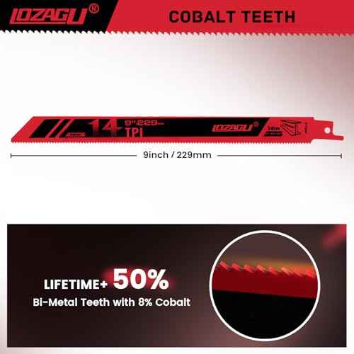 6-Piece Metal Reciprocating Saw Blades, 9"/229mm 14TPI Bi-Metal Sabre Saw for Metal Pipe, Sheet, Rebar