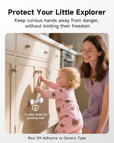 Infinno Baby Proofing Cabinet Locks White 12 Pack - Child Safety Latches